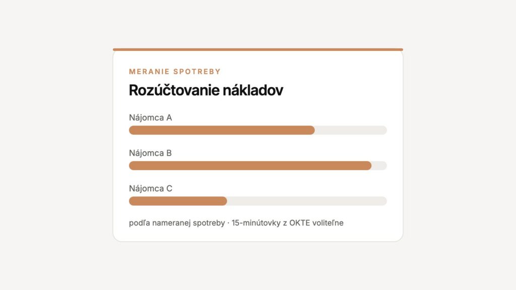 Rozúčtovanie nákladov na energie medzi nájomcov podľa nameranej spotreby na odberných miestach